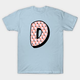 Love Pattern D Alphabet Text T-Shirt